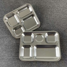 304不锈钢餐盘方形四格五格快餐盘成人学生食堂加厚餐盒分格饭盒