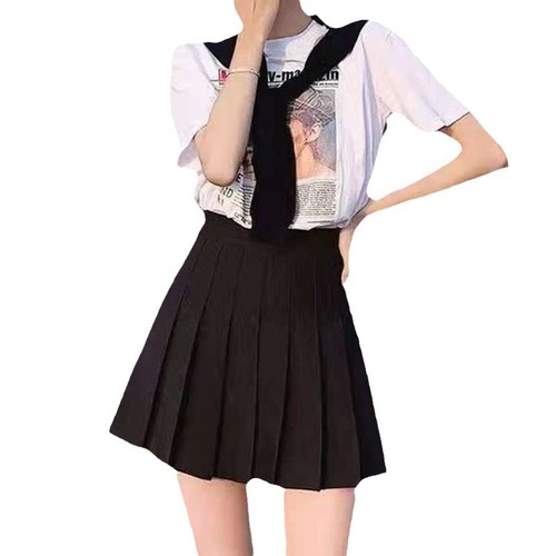 Pure Color Pleated Skirt Sweet Short Skirt Women Spring and Summer Waist Cinching Fashion Student Half Body Skirt JK Uniform