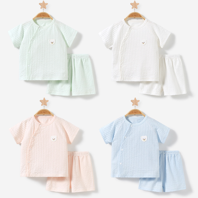 Bebé traje de manga corta primavera y otoño verano de los niños ropa delgada de algodón recién nacido hombres y mujeres ropa de bebé de dos piezas de ropa de verano