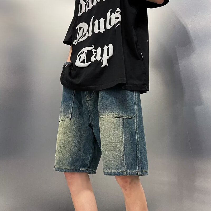 Washed Denim Shorts Men's 2025 Summer Korean-style Ins Fashionable Fashionable Youthful Popular Loose Off-top Pants