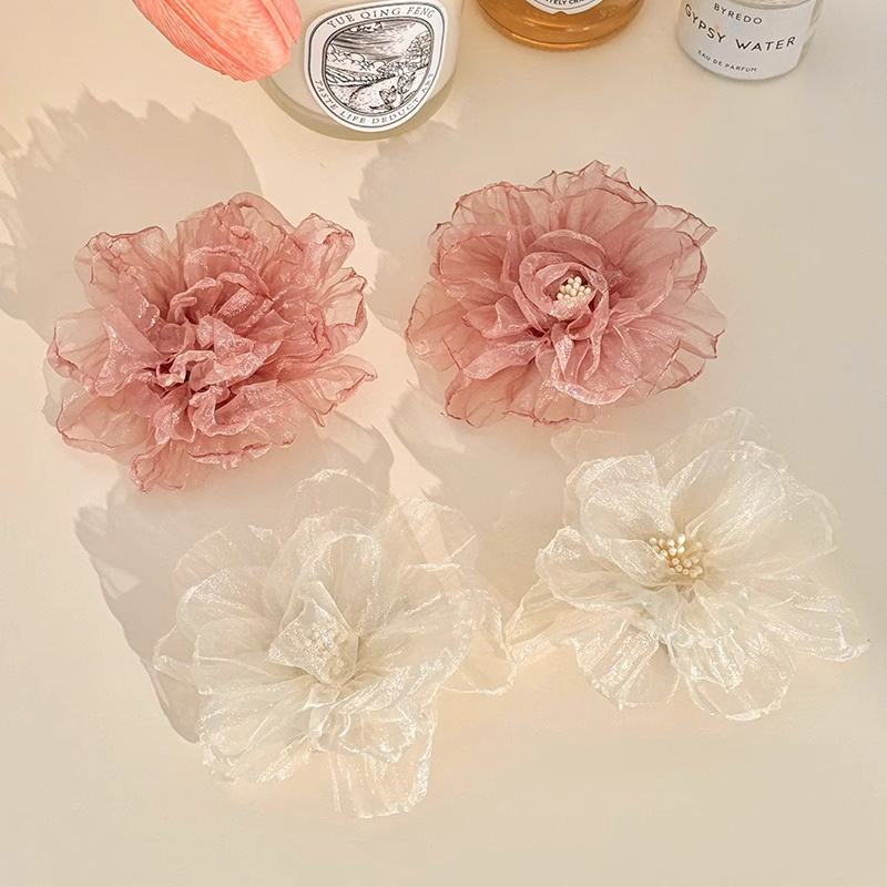 Super imortal tela Begonia flor pato clip de vacaciones de estilo de mar mujer clip de cabello lateral clip de cabello frisa clip clip de cabello