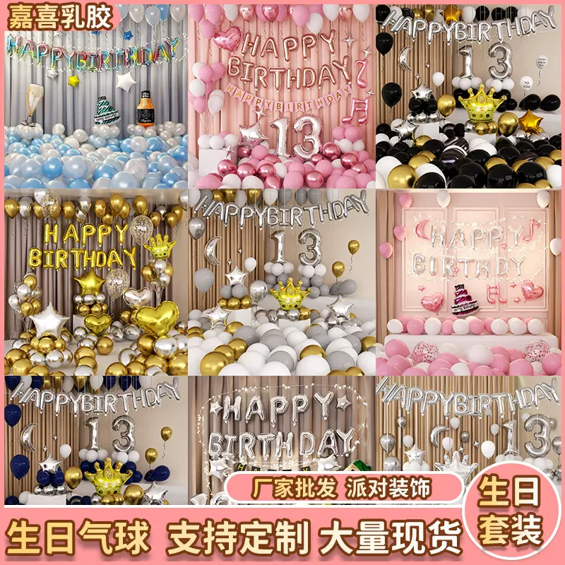生日快乐派对场景布置气球套餐惊喜女孩女神闺蜜儿童背景墙装饰品