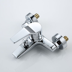Shower faucet household simple mixing valve full copper Yai Sanlian surface-mounted cold and hot shower bathtub faucet