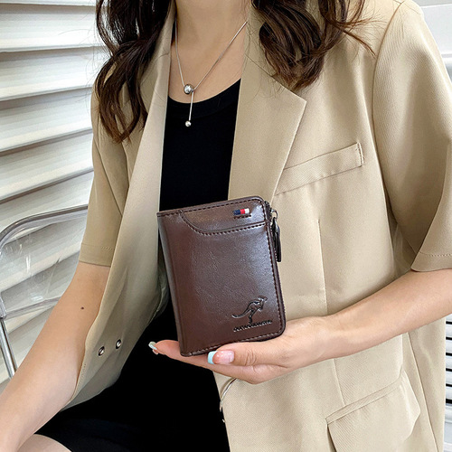  New Wallet Short Wallet Retro Zipper Coin Purse Fashion Card Holder ID Cover Multi-Card Slot Clutch