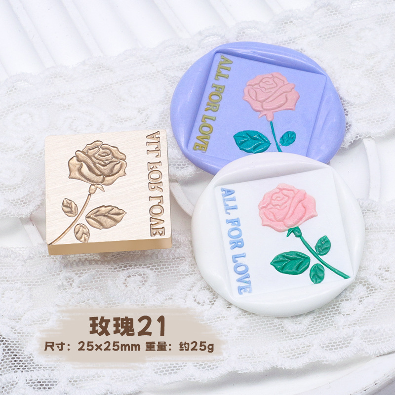 Sello de pintura de fuego serie de plantas tulipán rosa artística fuego pintura sello creativo cera regalo