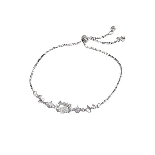 Light luxury niche ins style flower bracelet for women high-end design pull-out zircon butterfly bracelet jewelry wholesale