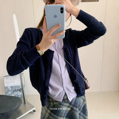 apm假两件木耳手工边牛绒毛衣