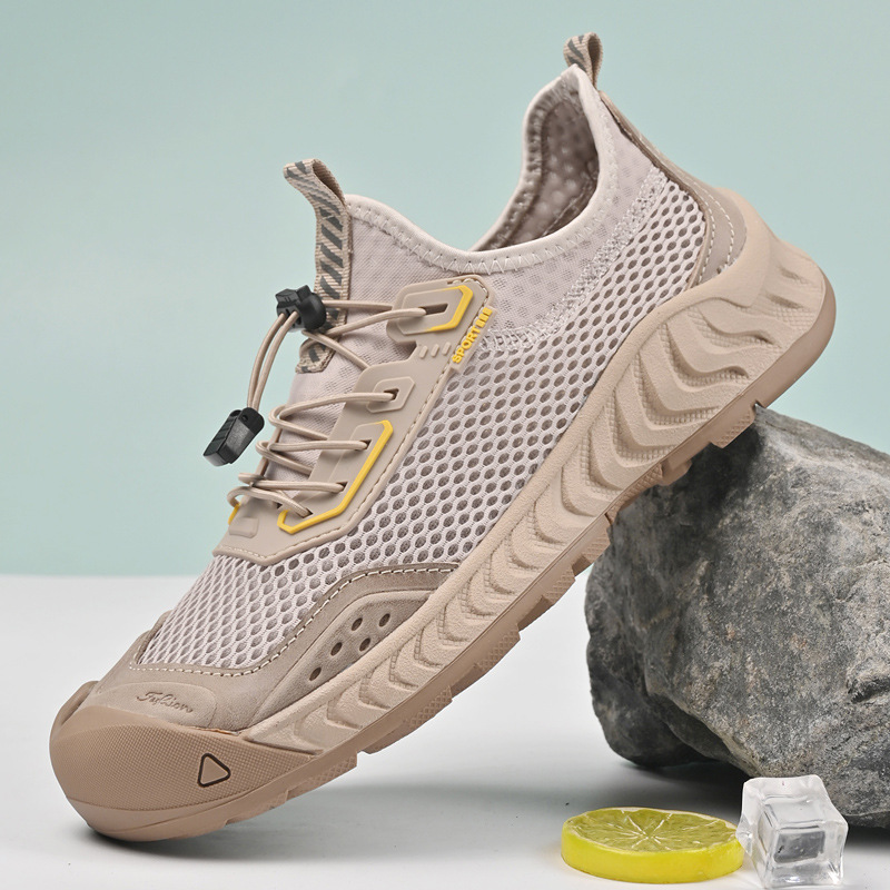 網面鞋男2024新款夏季透氣男鞋飛織大網眼軟底一腳蹬洞洞鞋休閒鞋