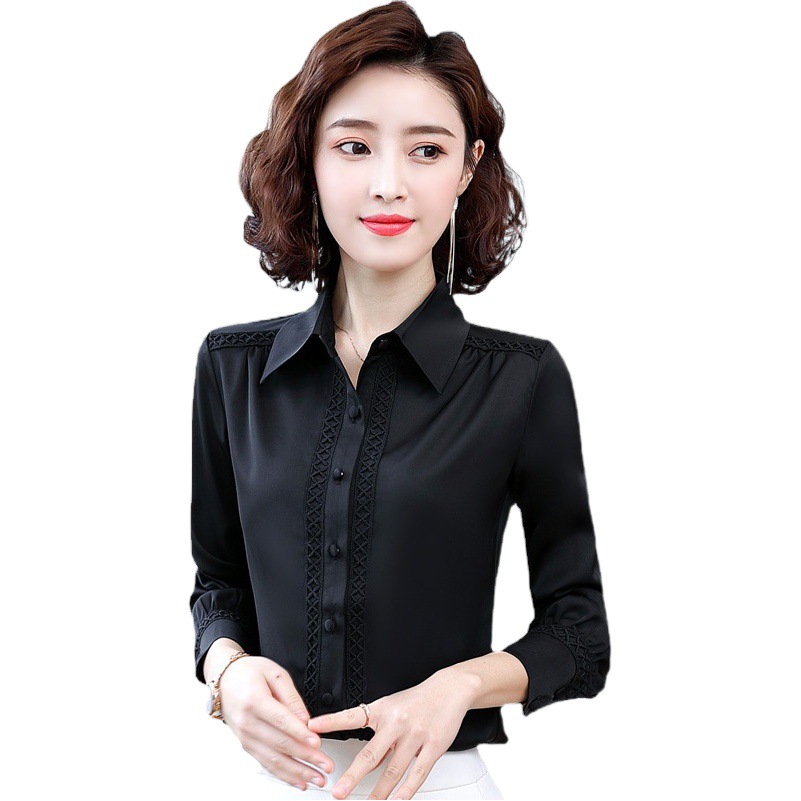 Camisa profesional para mujer 2025 nueva ropa de otoño, diseño, nicho, camisa suelta para mujer OL, camisa de gasa de temperamento de manga larga image 1
