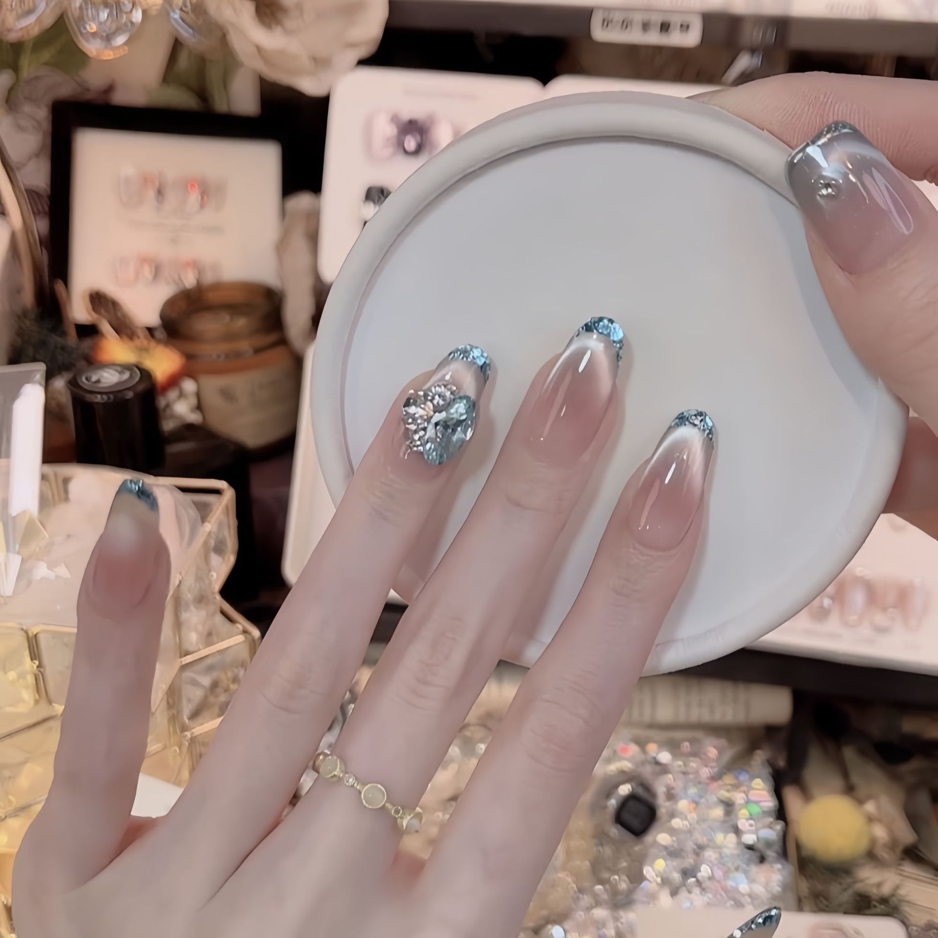 [Deep Sea Dreamland] Manicura de ojos de gato de primavera y otoño de uñas vestidas a mano