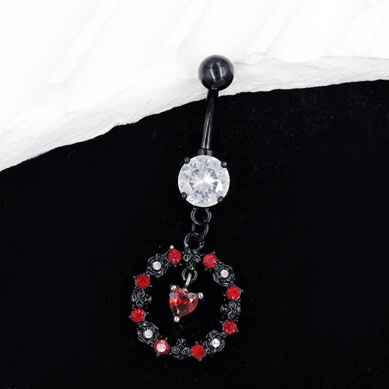 Halloween Bauchnabelpiercing Mit Herzförmigem Zirkonia Dunkel_voghion.com