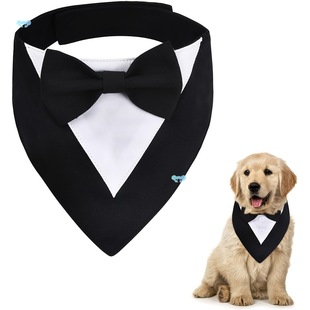 Elegant Adjustable Dog Tuxedo Bandana with Bowtie Formal Cross-Border