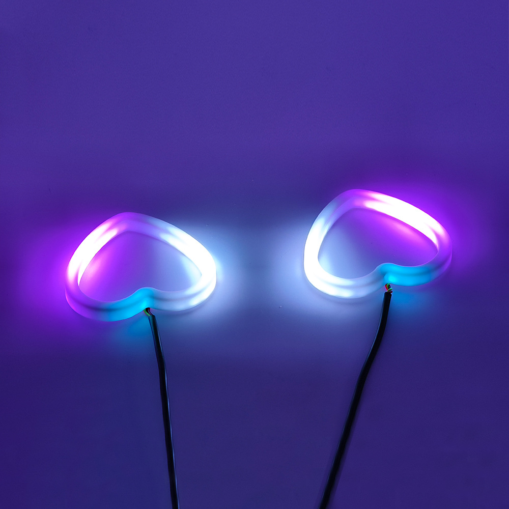New car LED headlights with heart-shaped fantasy angel eyes RGB dual-lamp APP control daytime running lights modification