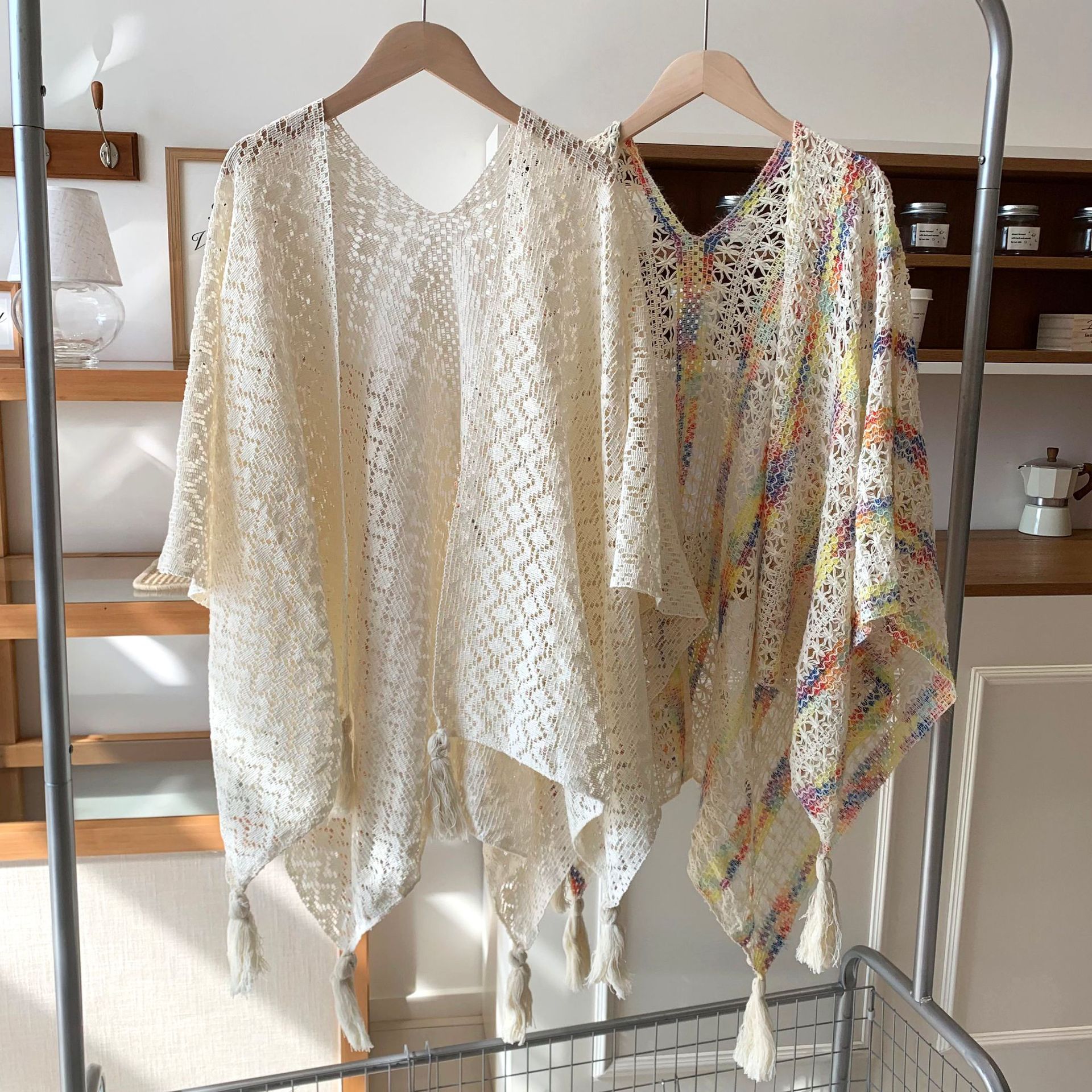 Chal de punto de alta calidad, color opcional, cárdigan hueca, borla, capa grande, chaleco pequeño, fábrica personalizada