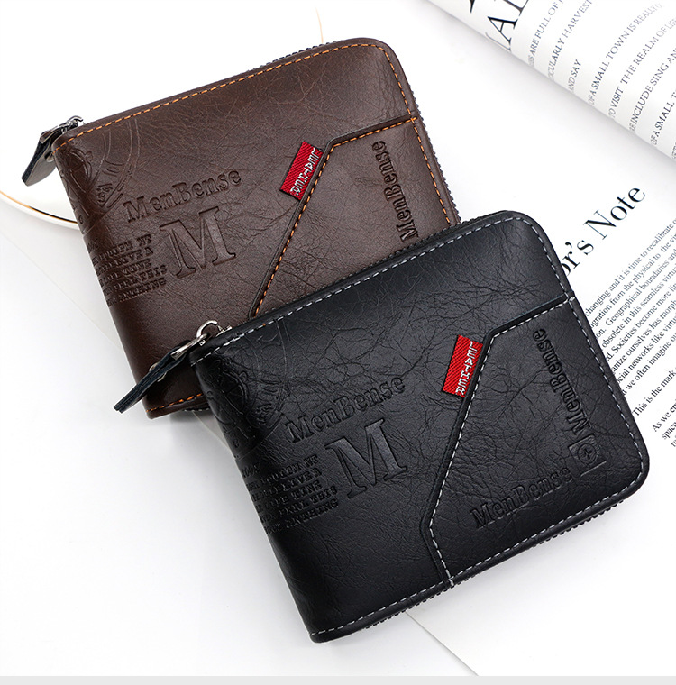 Men's Letter Solid Color Pu Leather Zipper Wallets display picture 1