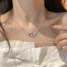 镂空爱心锆石项链女夏轻奢小众设计感高级锁骨链ins简约网红配饰