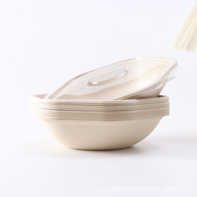 使い捨てサトウキビ包装箱サラダパスタ六角形蓋付き弁当箱分解可能洋食軽食スープボウル|undefined