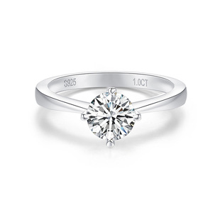Yuntong Jewelry Classic Four Claw Moissanite Silver Plated 18k Gold Seconds Drill 50 Minutes 1 karat Ladies Wedding Ring