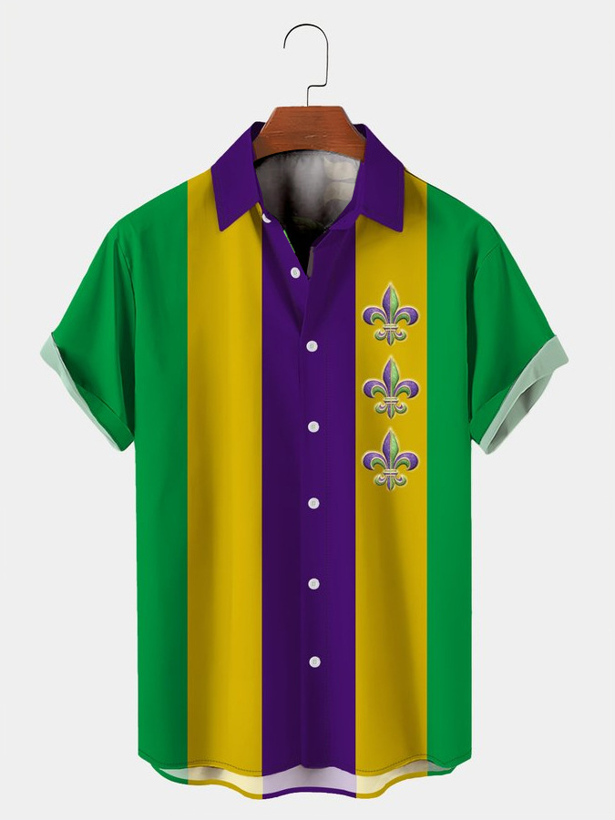 2025 nuevo estilo comercio exterior transfronterizo elemento creativo camisa 3D impresión digital tendencia suelta camisa de manga corta top de hombre