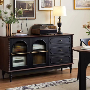 Vintage French Sideboard Solid Wood Dining Room Storage Cabinet American Style Living Room Tea Cabinet All-in-One Wall