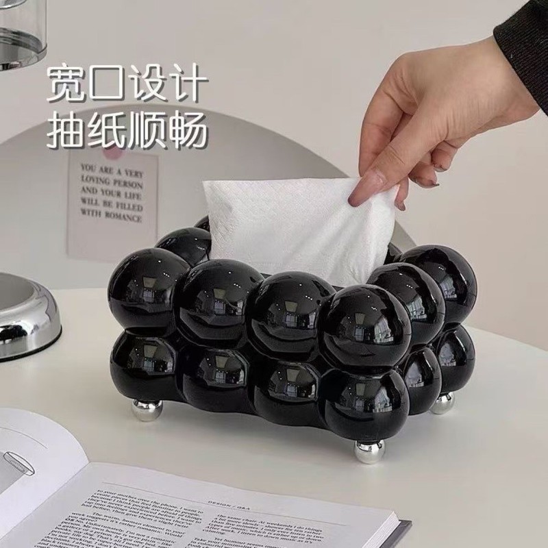 ティッシュボックス、リビングルームのコーヒーテーブル、紙箱の装飾品、家庭用クリエイティブマシュマロナプキン紙箱、ライトラグジュアリー、ハイエンドクリーム|undefined