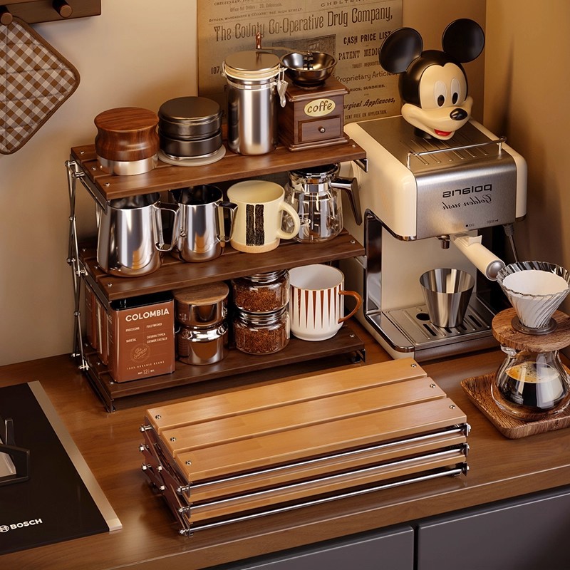 Taza de madera sólida plegable tablero taza de agua almacenamiento taza de té taza de café al aire libre acabado rack armario de almacenamiento
