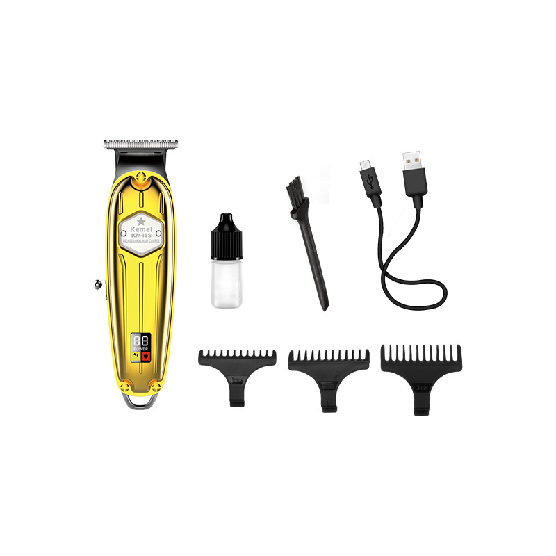 Kemei cuerpo de metal recargable Clipper pelo KM-I5S LCD pantalla digital cortapelos eléctrico Clipper