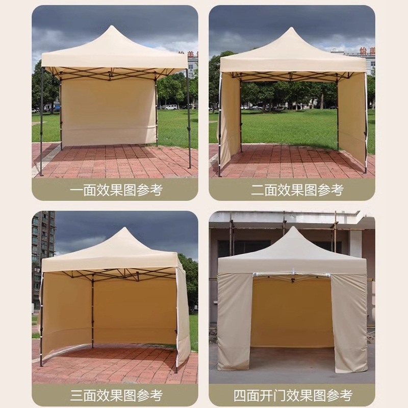 Carpas de cuatro esquinas, puestos en el mercado nocturno, paño de lluvia transparente de color caqui, estilo de cremallera gruesa para exteriores, recinto a prueba de lluvia de invierno
