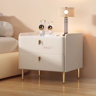 Cream Style Bedside Table Bedroom Bedside Cabinet Storage Cabinet Light Luxury High-End Simple Modern Solid Wood Small Cabinet
