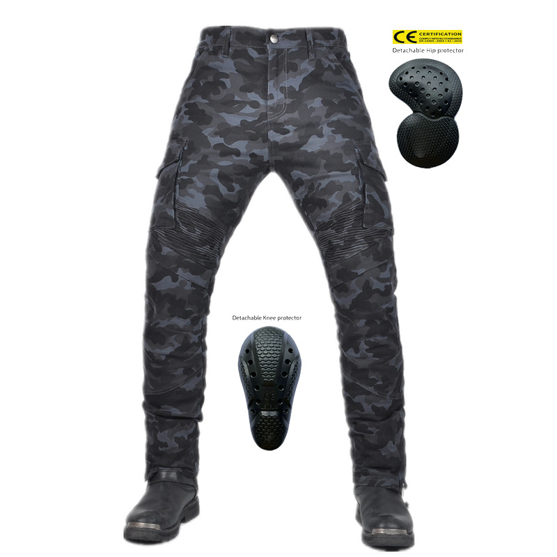 VOLERO jeans de motocicleta para hombres, bolsas múltiples, pantalones de ciclismo de herramientas, rodillas ajustables incorporadas, pantalones anticorrido