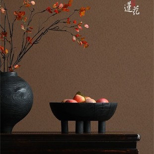 Silk style carbonized wood four-legged fruit plate carbonized wood decorative plate decoration Hotel B & B soft decoration