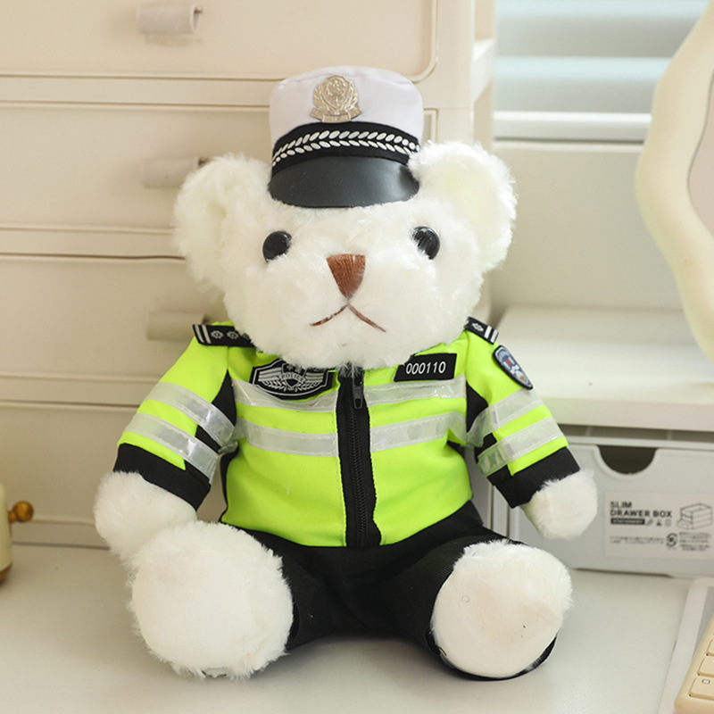 White traffic police bear
