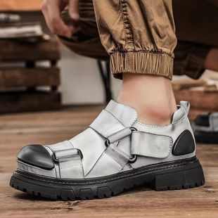 Tough Man Martin Boots Trendy Punk Rock Workwear Shoes Motorcycle Ankle Boots Steam Trendy Platform Casual Big Round Toe Leather Shoes for Men