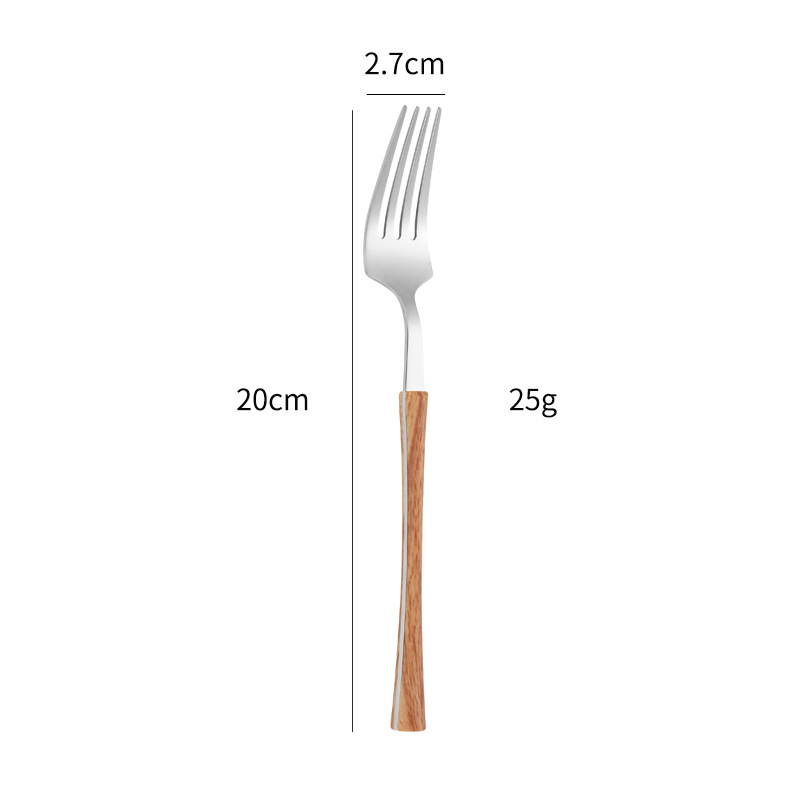 Creativo 430 imitación de acero inoxidable mango de madera cuchillo tenedor cuchara occidental carne cena cuchillo comida principal cuchara comida Internet celebridad vajilla postre cuchara
