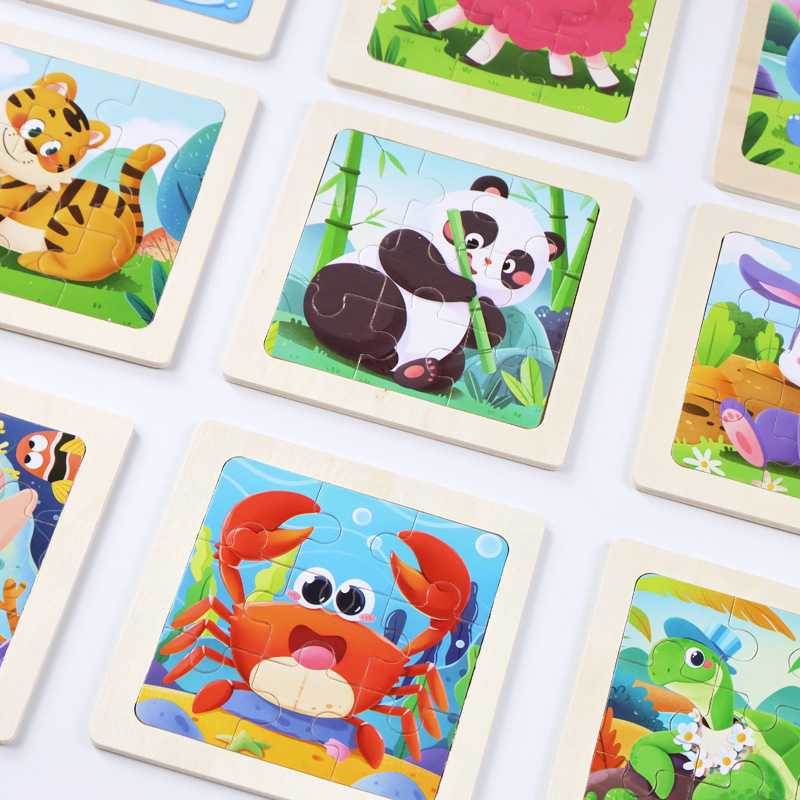Fábrica directa de niños pequeños 9 piezas de dibujos animados de madera plano rompecabezas puzzle puzzle juguetes de educación temprana para bebés image 4