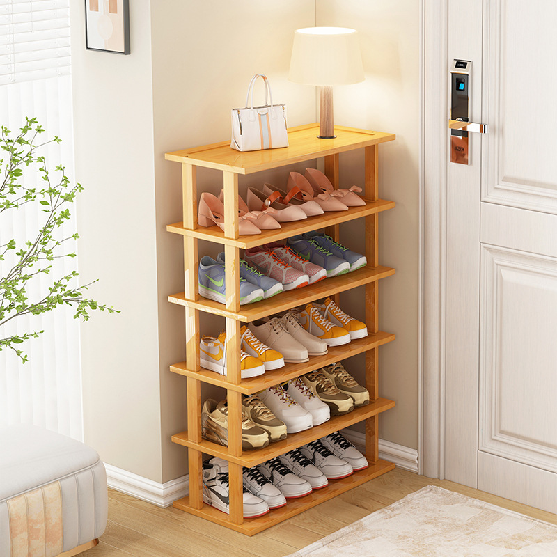 Zapatero hogar puerta económica multi-capa de almacenamiento de calzado artefacto ahorro de espacio de alquiler casa zapato gabinete de bambú pequeño zapato rack