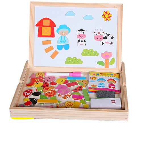 Children's drawing board educational early education multifunctional magnetic puzzle double-sided drawing board fun puzzle learning toy