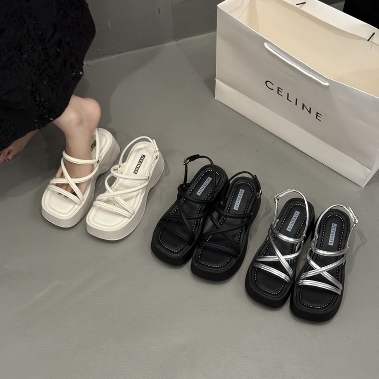 French Fairy Style Thick-Soled Sandals for Women to Wear Outside in Summer with Skirts 2025 New Versatile Beach Wedge Roman Shoes