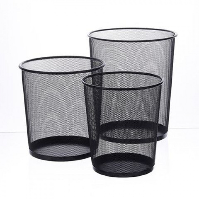Thickened Anti-Rust Iron Mesh Trash Can for Home Kitchen Metal Waste Basket Office Wire Mesh Waste Paper Basket Bathroom
