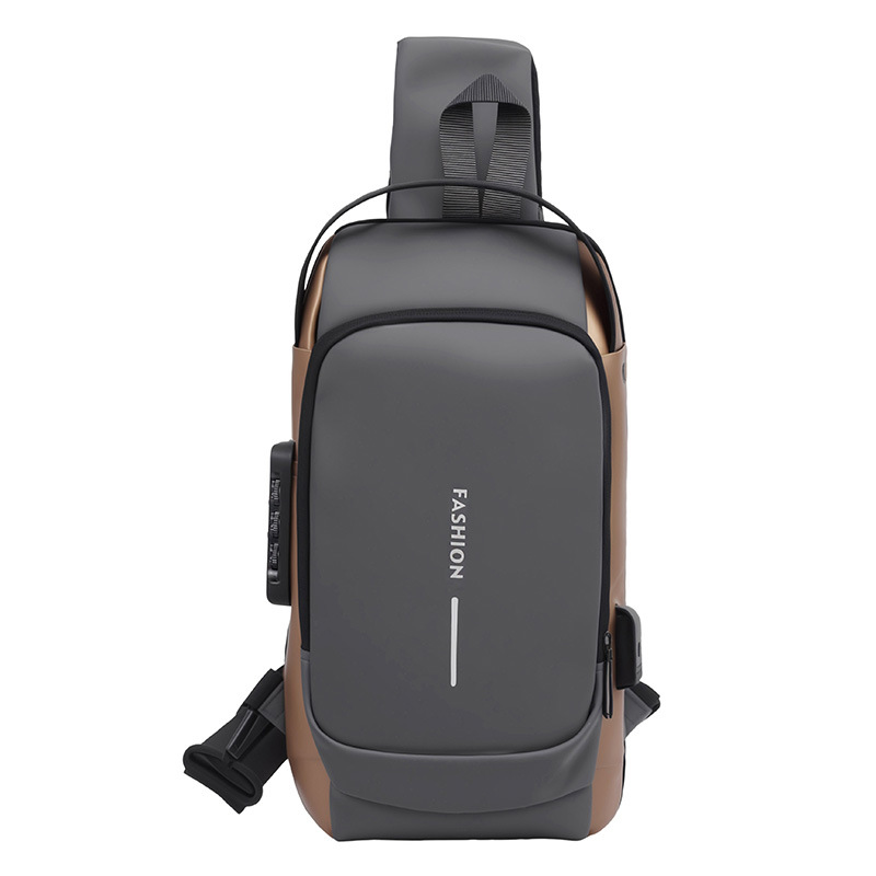 Bolso de pecho para hombre de moda transfronteriza con cerradura de contraseña, bolso de hombro informal, tela Oxford, puerto de carga USB, bolso cruzado para motocicleta para hombre image 13