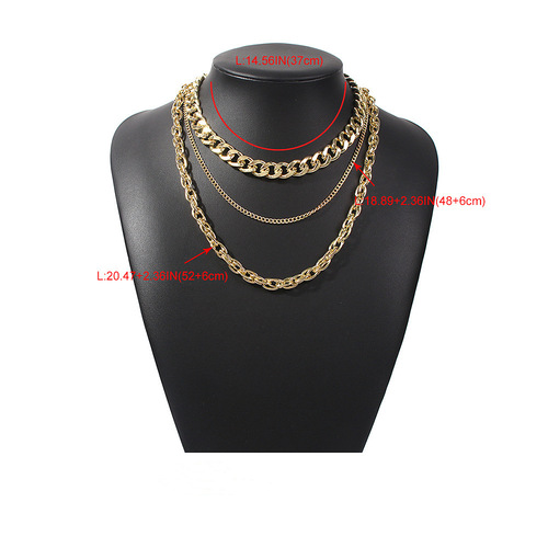Fashionable multi-layer gold and silver thick chain neckchain female accessories European and American punk hip-hop personality necklace jewelry