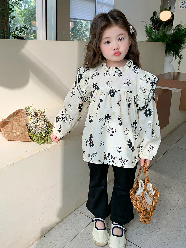 Camisas de niñas de flores extranjeras camisa de manga larga primavera y otoño 2025 nueva ropa de primavera chaqueta infantil ropa de primavera para niños