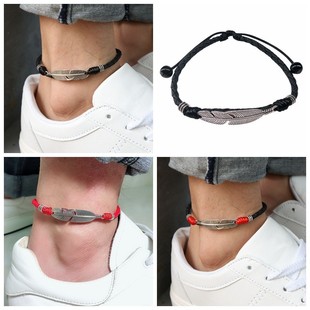 Lan Jing Cross-Border New Feather Anklet Retro Anklet Couple Personalized Casual Anklet Alloy Men's and Women's Foot Accessories