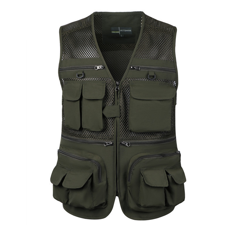 Men's Summer Thin Casual Mesh Multi-Pocket Vest for Middle-Aged and Elderly Outdoor Workwear 65