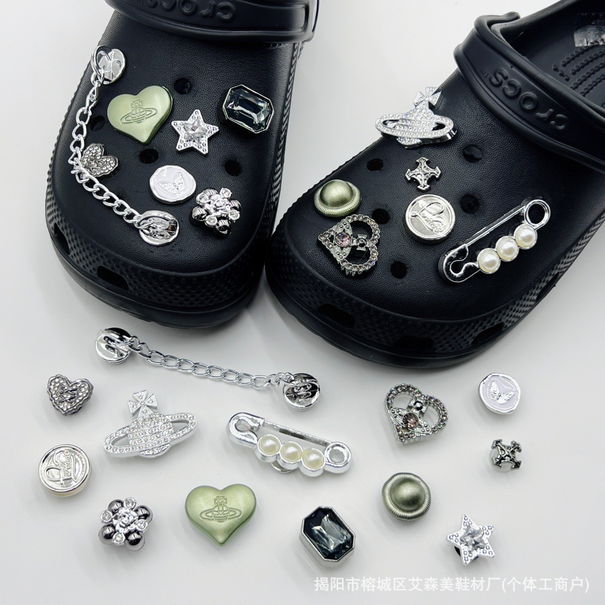 Estrellas plateadas ajuste agujero agujero perdido zapatos decorativos accesorios DIY extraíbles accesorios de flores hebillas de zapatos accesorios tridimensionales