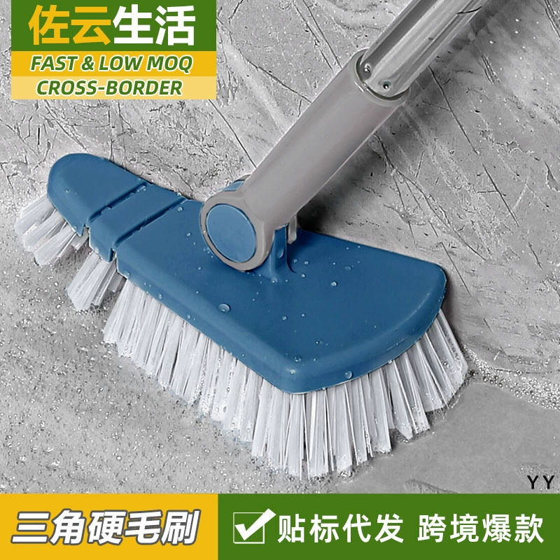 Гибкая треугольная щетка для пола с длинной ручкой Жесткая щетка для ванной комнаты Плитка для мытья зазоров Туалет Щетка для мертвого угла Щетка для чистки пола