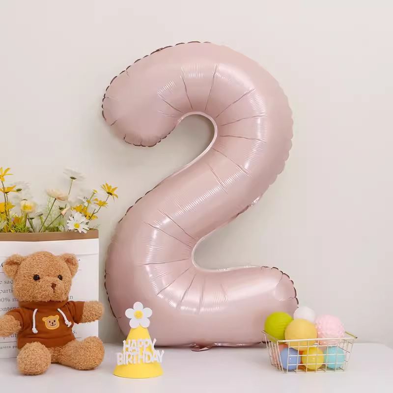40inch アルミフィルムデジタルバルーン ベビーブルーピンク 女の子の誕生日シーンの装飾 ベビー123歳の誕生日の装飾|undefined