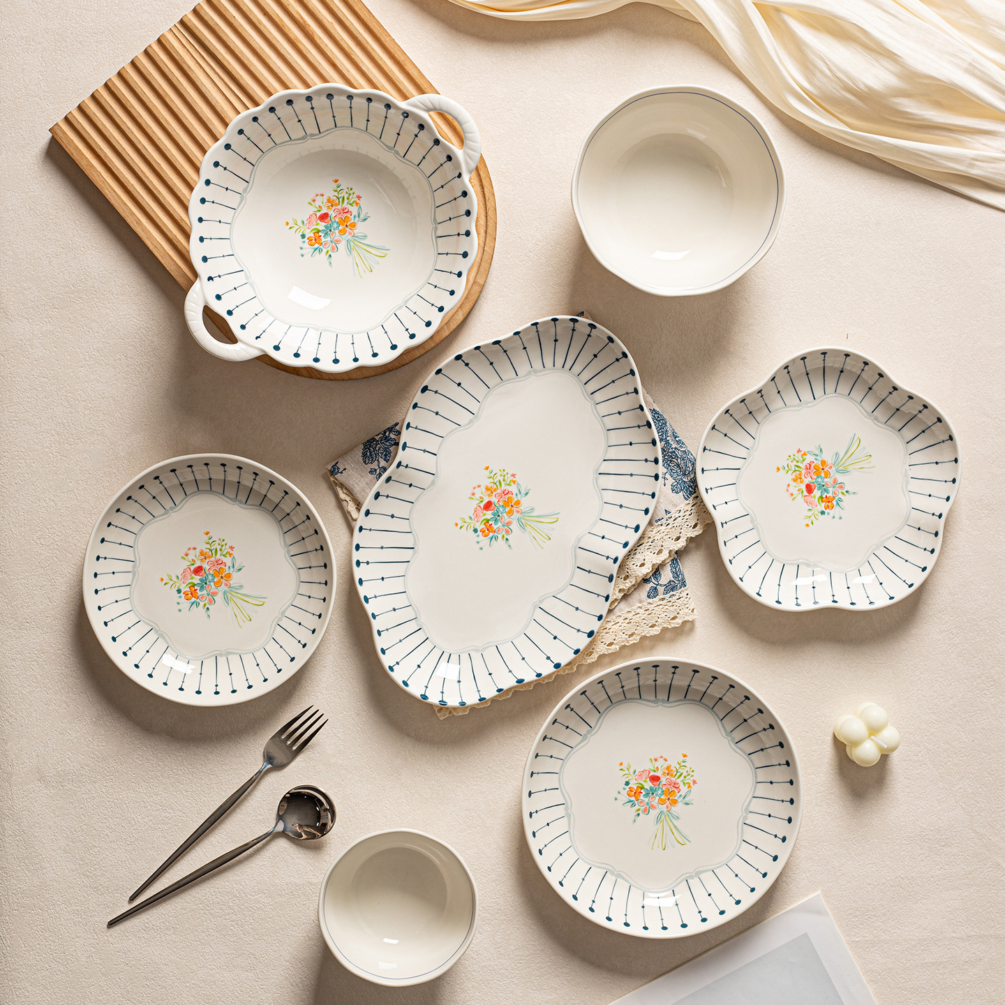 Conjunto de cubiertos retro japonés, nuevos platos de cerámica de alta calidad, platos y platos, regalos de mudanza de casa