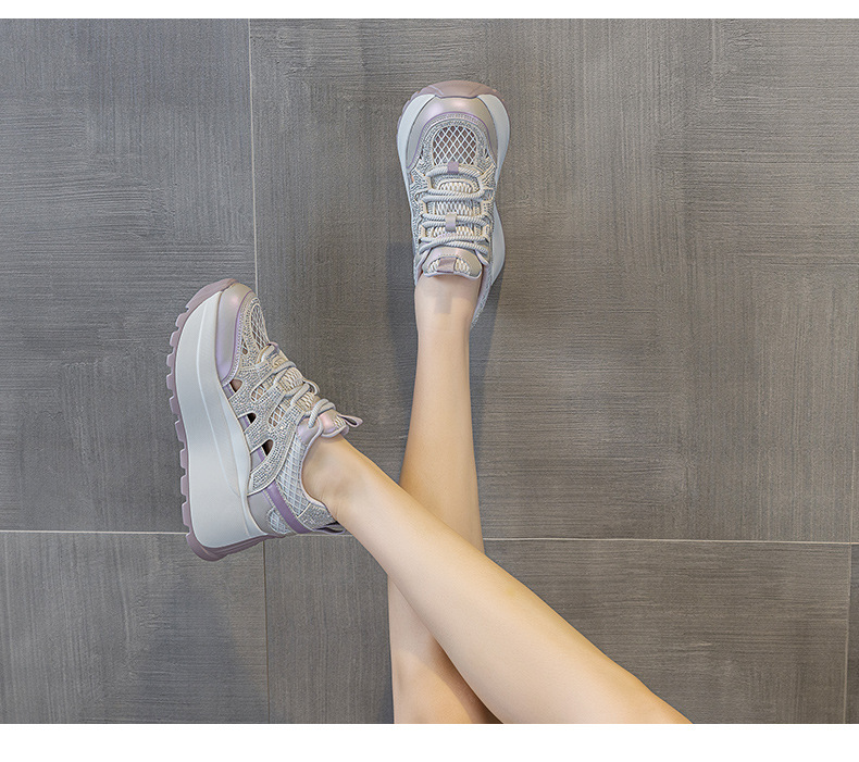 Giày sneaker nữ đế dày lưới thoáng khí phong cách retro — Trắng 5086, Champagne 5086, Tím 5086 chi tiết 26