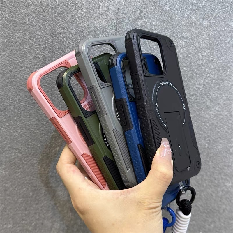 适用苹果15手机壳iPhone16promax磁吸隐形支架高级感简约保护套新|undefined